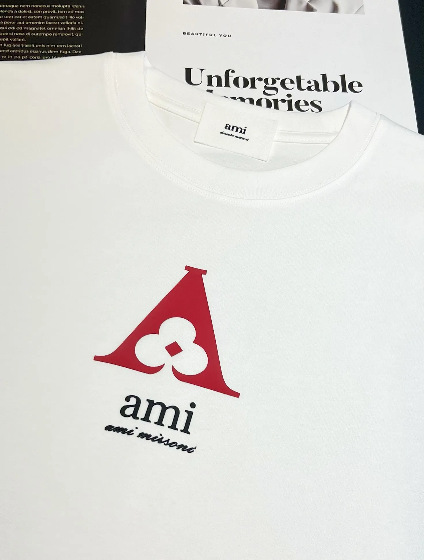 2026 spring and summer pure cotton 270g double yarn plain short-sleeved logo: AMI Process: silicone Color: black/white/iron gray Sizes: XS~L